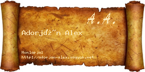 Adorján Alex névjegykártya